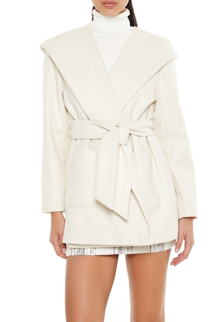 Hooded Tie-Waist Wrap Coat | Forever 21