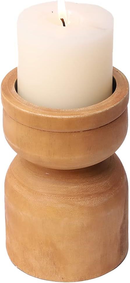 Athaliah Candle Holders for Pillar Candles,Wooden Farmhouse Pillar Rustic Large Candlesticks for ... | Amazon (US)