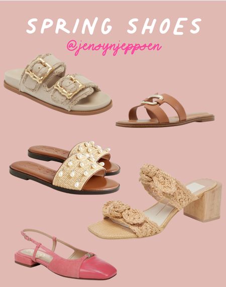 Spring shoes, rattan heels, raffia heels, pink ballet flats, buckle slides, pearl sandals 

#LTKshoecrush