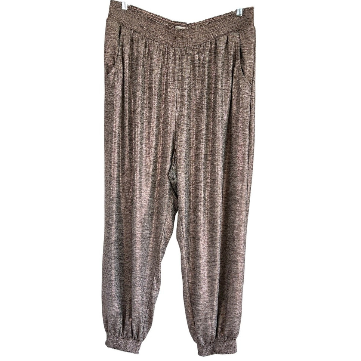 Anthropologie Womens Melora Metallic Shimmer Joggers Rose Gold Size 2X Fairy | eBay US