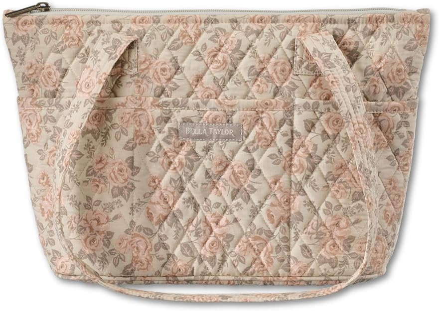 Bella Taylor Small Tote, Quilted Purse for Women, Lightweight Fabric Handbag, 10 Pockets, Zip Top | Amazon (US)