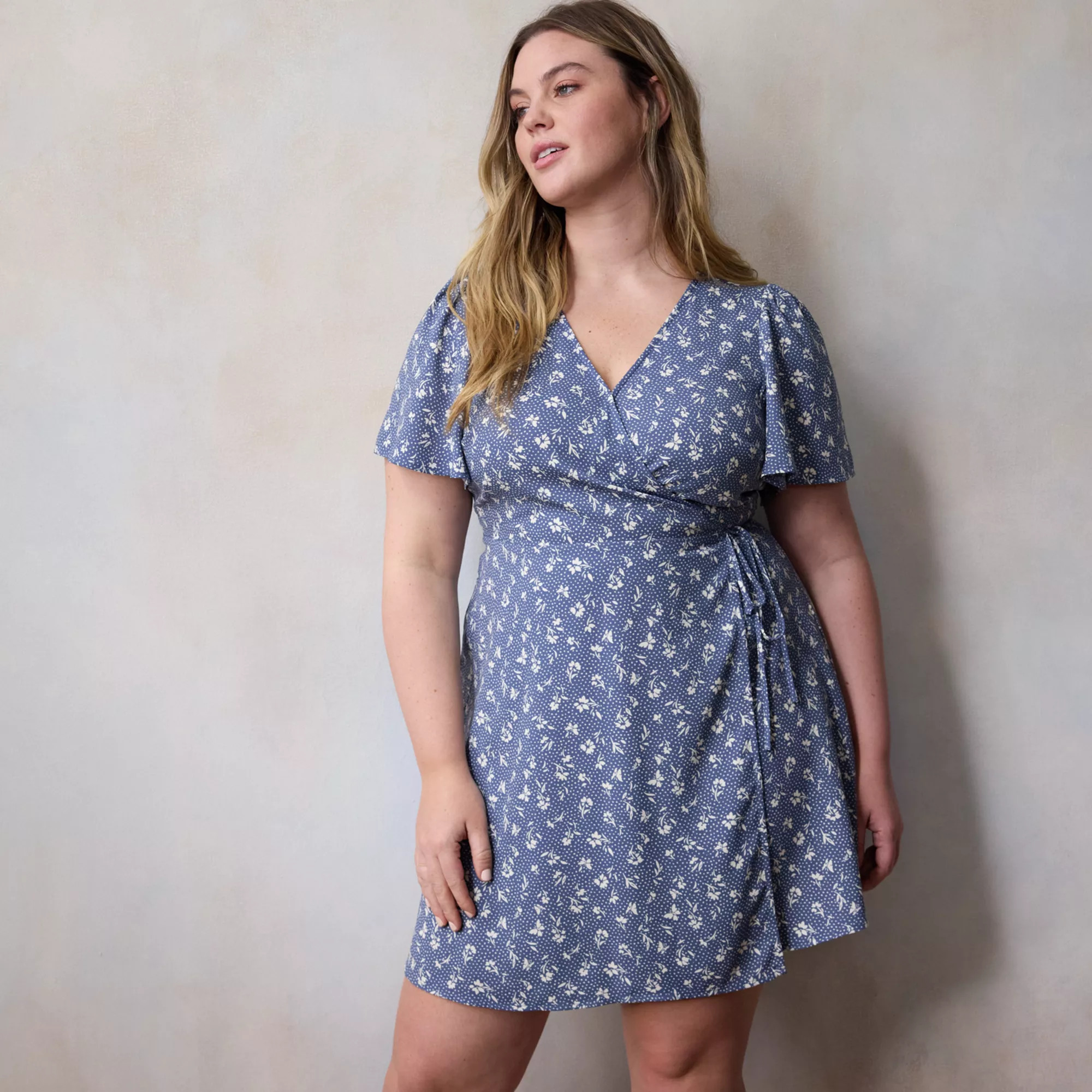 Plus Size LC Lauren Conrad Modern Wrap Mini Dress | Kohl's