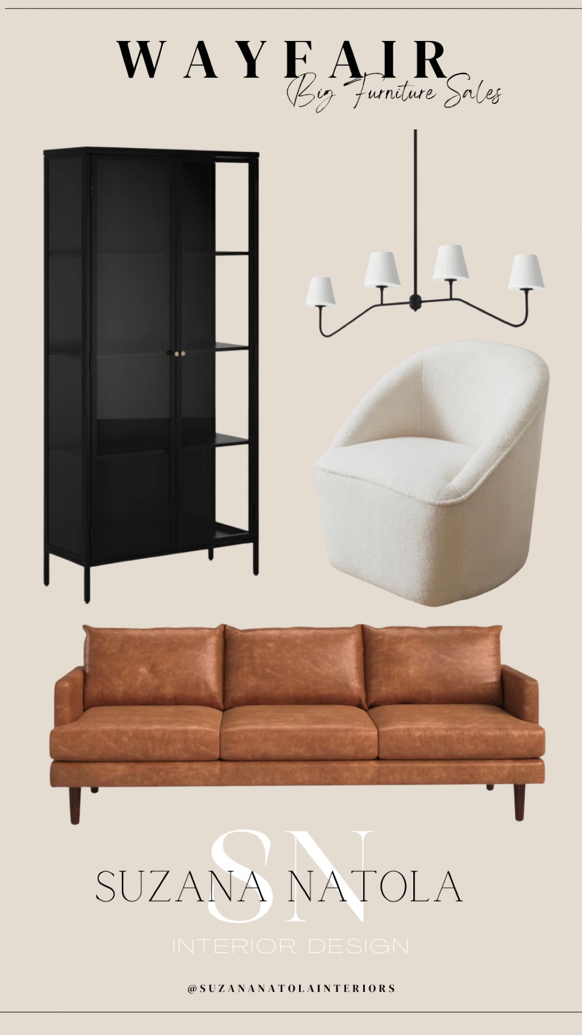 Wayfair Big Furniture Sale! 
Up to 50% OFF 

#wayfair #leathercouch #blackcabinet #bouclechair #chandelier 

#LTKhome #LTKSale #LTKstyletip