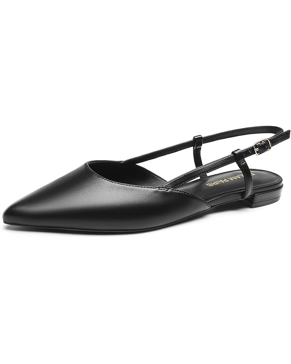 DREAM PAIRS Slingback Flats for Women, Pointed-Toe Elegant Women's Ballet Flats with Buckle Strap... | Amazon (US)