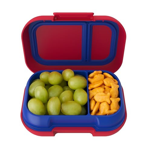 Bentgo Kids Snack - 2 Compartment Leak-Proof Bento Box Container for Snacks and Small Meals, Easy-Open Latch, Dishwasher Safe, BPA-Free for School, Daycare, & Sports - Ideal for Ages 3+ (Red/Royal) | Amazon (US)