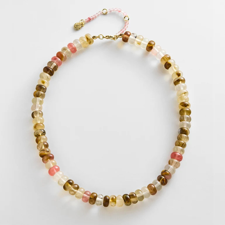 Joyce Semi-Precious Beaded Necklace - Rutilated Quartz | BaubleBar