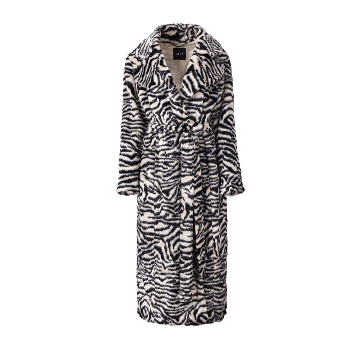 Long Faux Fur Coat In Zebra Print | Wolf & Badger (US)