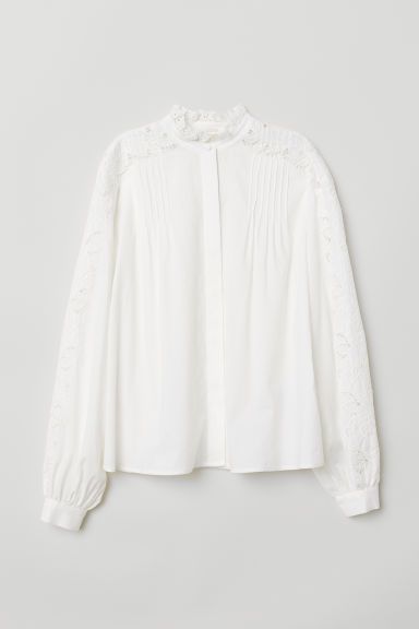 H & M - Embroidered Blouse - White | H&M (US + CA)