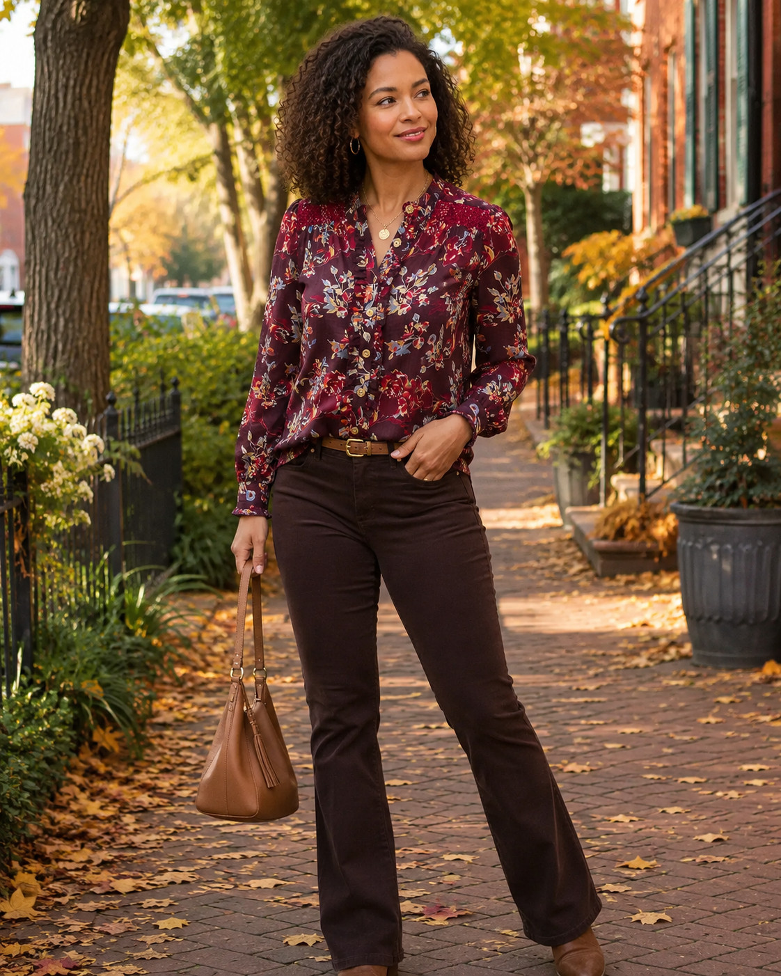 This deep burgundy floral blouse is such an easy fall favorite. The darker floral print looks so good with brown denim, boots, and a leather tote, and it’s one of those tops you can wear for work, errands, lunch, or weekend plans. Super wearable but still really pretty. #BurgundyBlouse #FallFlorals #FallOutfit #AutumnStyle #CasualChic #FallFashion #LTKFinds 

 #LTKSeasonal #LTKU #LTKSaleAlert