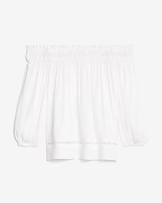 Ruffle Off The Shoulder Top White Women's L | Express