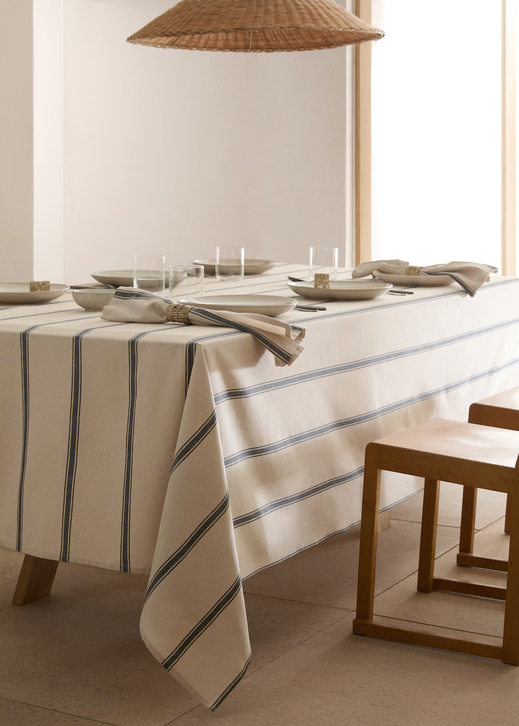 100% cotton striped tablecloth 170x250cm | MANGO (NL)