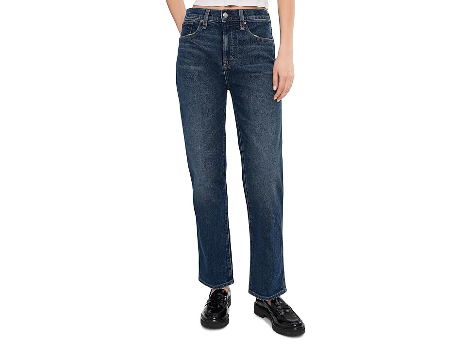 Madewell The Longline Straight Jean in Midnight Waters Women's Jeans Midnight Waters Wash : 33 30, Cotton/Denim/Elastane | Zappos