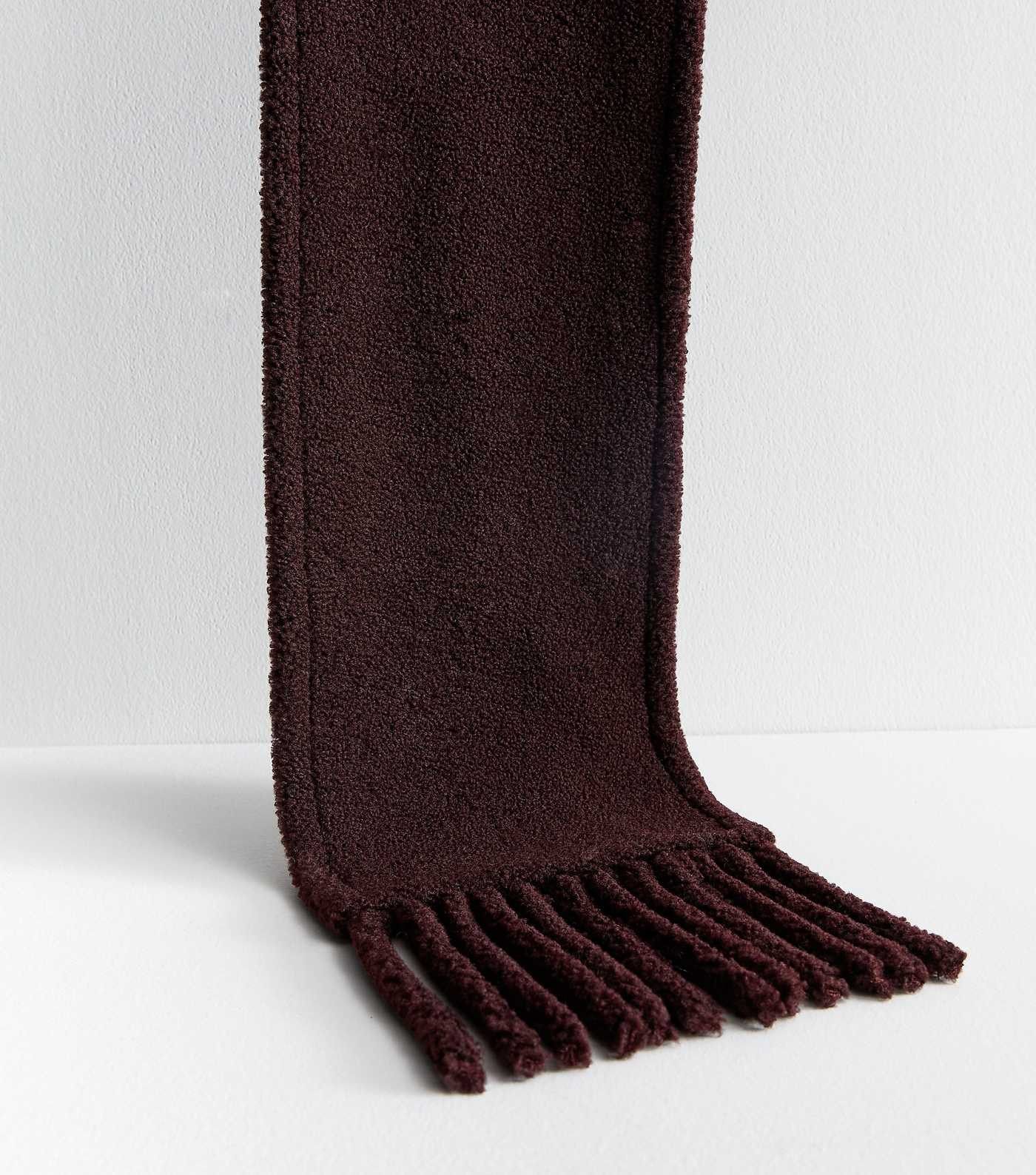 Dark Burgundy Borg Textured Scarf | New Look | New Look (UK)