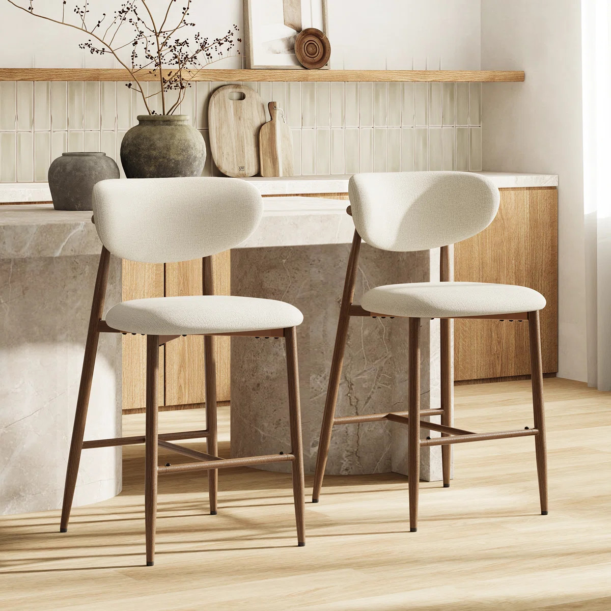 Westhampton Upholstered Counter Stool with Solid Metal Frame | Wayfair North America