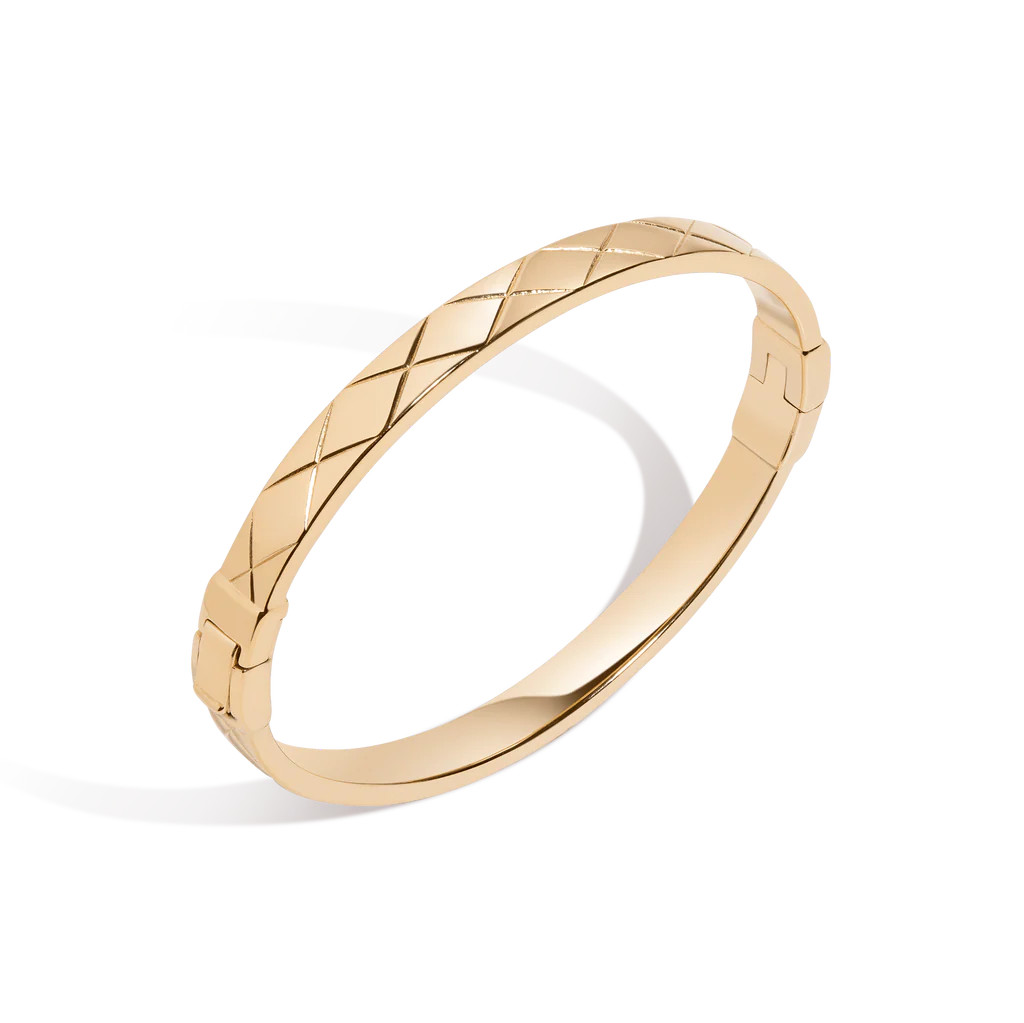 Quilted Gold Hinged Bracelet | AUrate New York