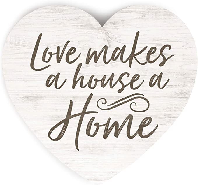 P. Graham Dunn Love Makes A House A Home Heart Cream 3.5 x 3.25 Pine Wood Small Tabletop Plaque | Amazon (US)