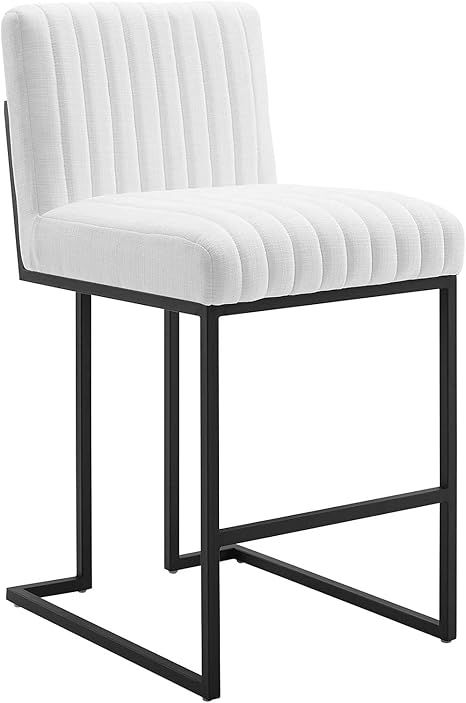 Modway Indulge Channel Tufted Fabric Counter Stool in White | Amazon (US)
