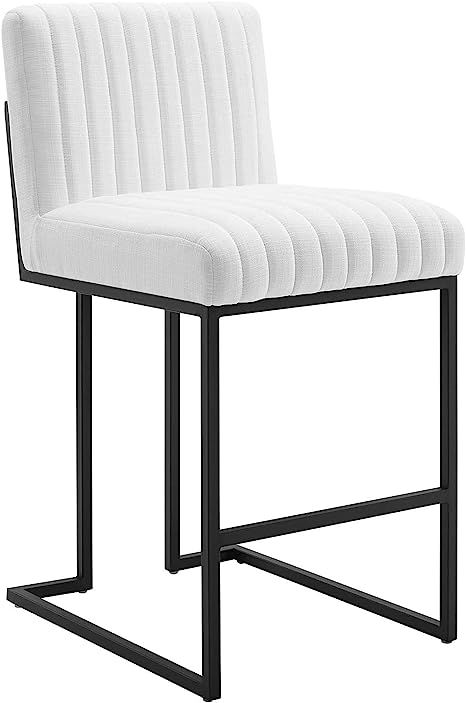 Modway Indulge Channel Tufted Fabric Counter Stool in White | Amazon (US)