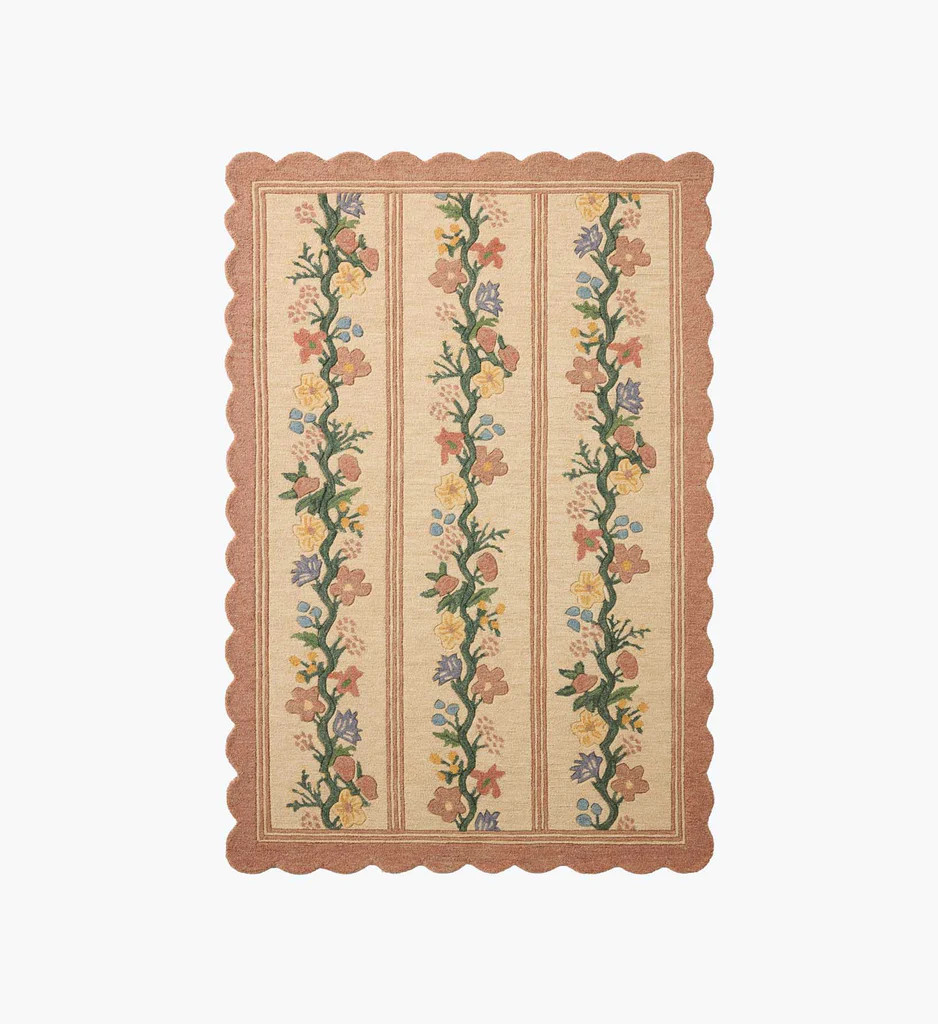 Thistle Wool Hooked Rug - Blush | Rifle Paper Co.