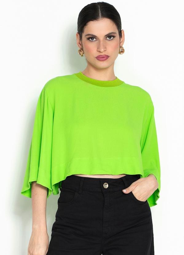 Farm - T-Shirt Ampla de Crepe Verde | Posthaus (BR)
