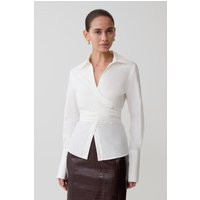 Eugenia Wrap Cotton Shirt / White | MESHKI | S | Meshki UK