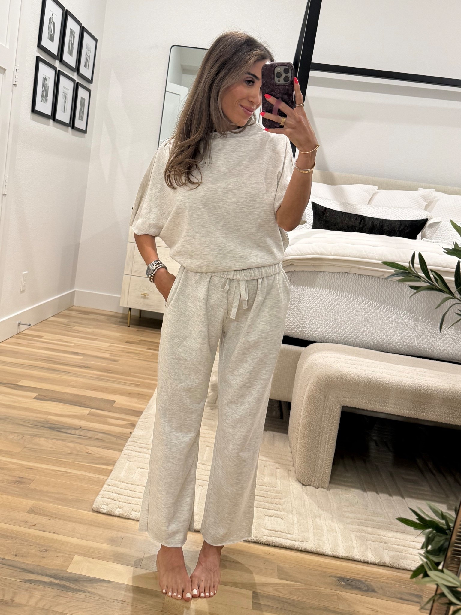 Comfortable grey set with batwing sleeves 

#LTKPetite