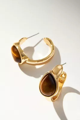 Stone-Inset Hoop Earrings | Anthropologie (US)