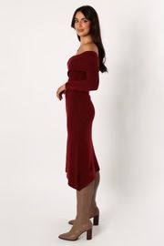 Deena Off Shoulder Midi Dress - Red | Petal & Pup (US)