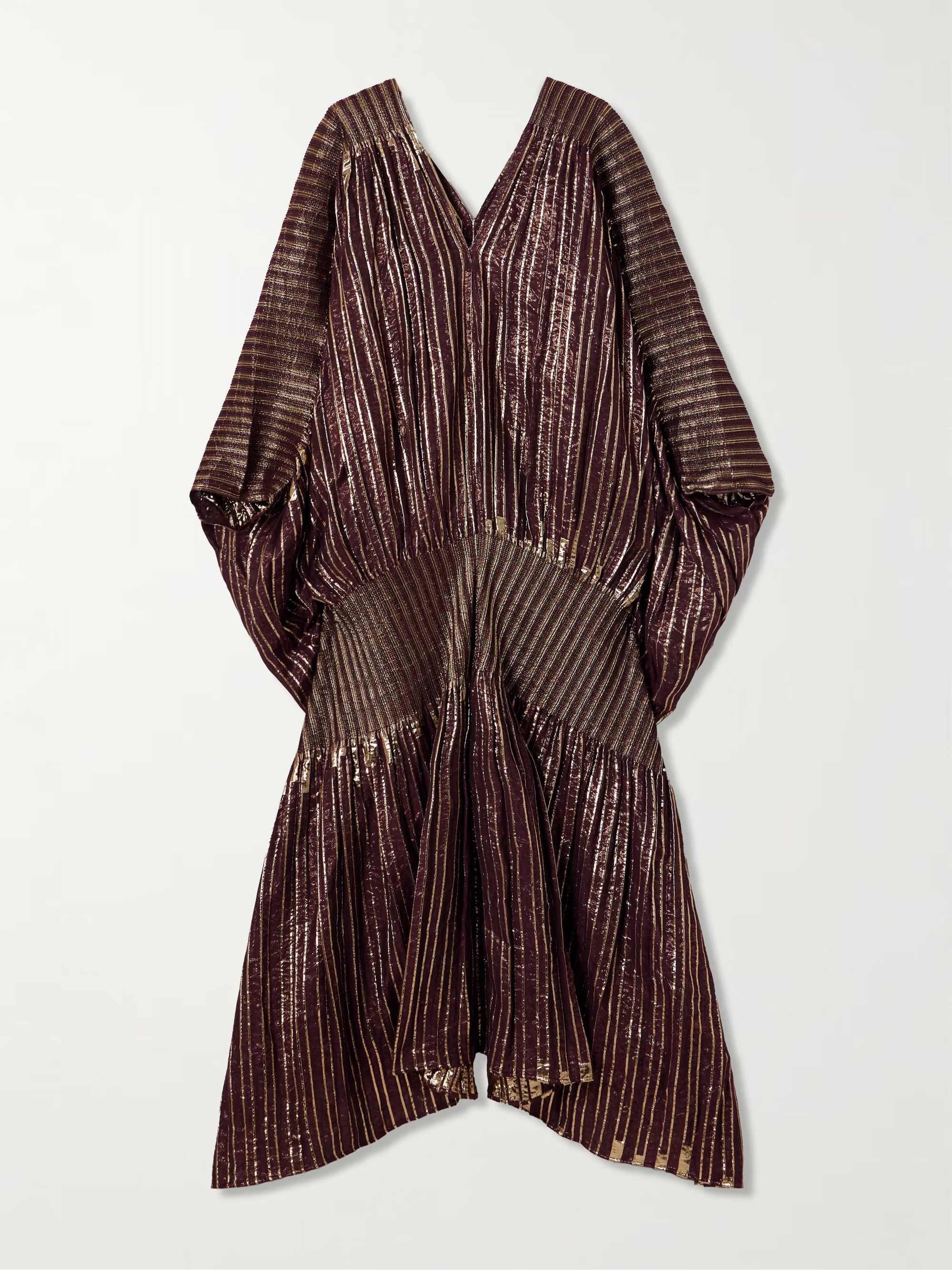 Striped metallic voile and stretch-knit kaftan | NET-A-PORTER (US)