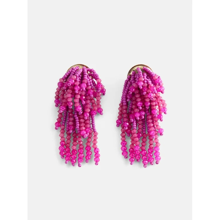 Scoop Women's Gold Tone Beaded Fringe Earrings, 1 Pair | Walmart (US)