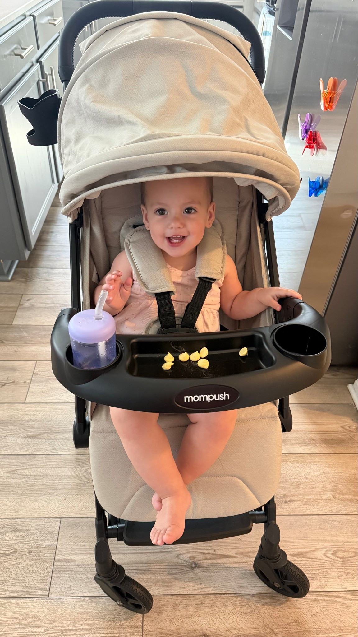 In LOVE with our new lightweight travel stroller! You can recline it to make it a bassinet, it has a removable travel is so light and collapses with the push of a button 👏🏻 love the light wash for warmer weather days ☀️ 

#LTKKids #LTKmomlife #LTKBaby