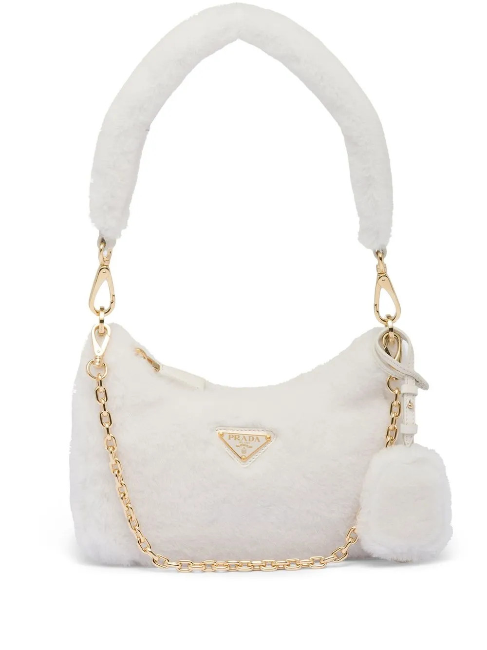 Prada Re-Edition Shearling Mini Bag | White | FARFETCH | Farfetch Global