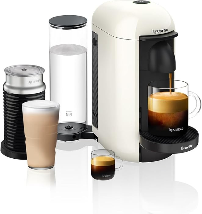 Breville-Nespresso USA BNV450WHT1BUC1 VertuoPlus Coffee and Espresso Machine, White + Aeroccino | Amazon (US)