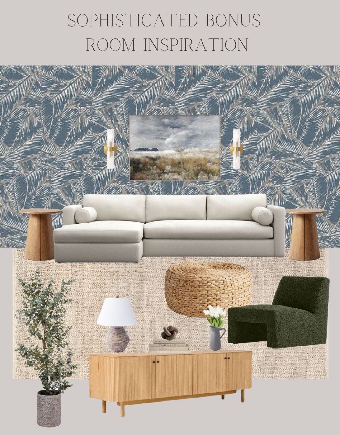 Sharing an inspiration board for a sophisticated bonus room/hangout space.  This media console is GORGEOUS, by the way.  The price point is surprisingly decent as well! 

#LTKhome