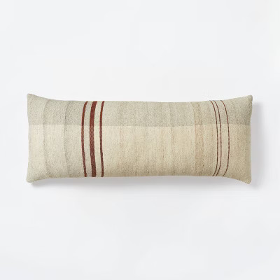 Oversized Space Dyed Striped Lumbar Throw Pillow Neutral/Gray - Threshold™ designed with Studio... | Target