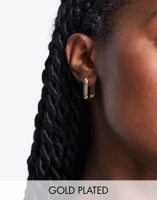Orelia ridge oval hoop earrings in gold plate | ASOS (Global)