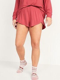 High-Waisted Sunday Sleep Ultra-Soft Dolphin-Hem Pajama Shorts for Women -- 3-inch inseam | Old Navy (US)