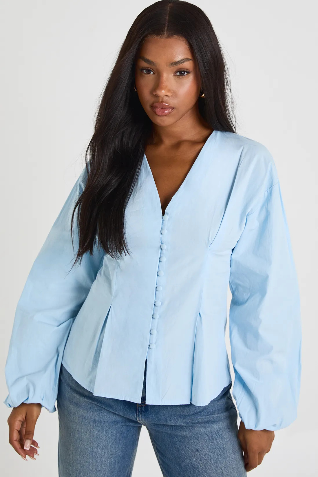 Cotton Poplin Button Down Blouse | Boohoo.com (UK & IE)