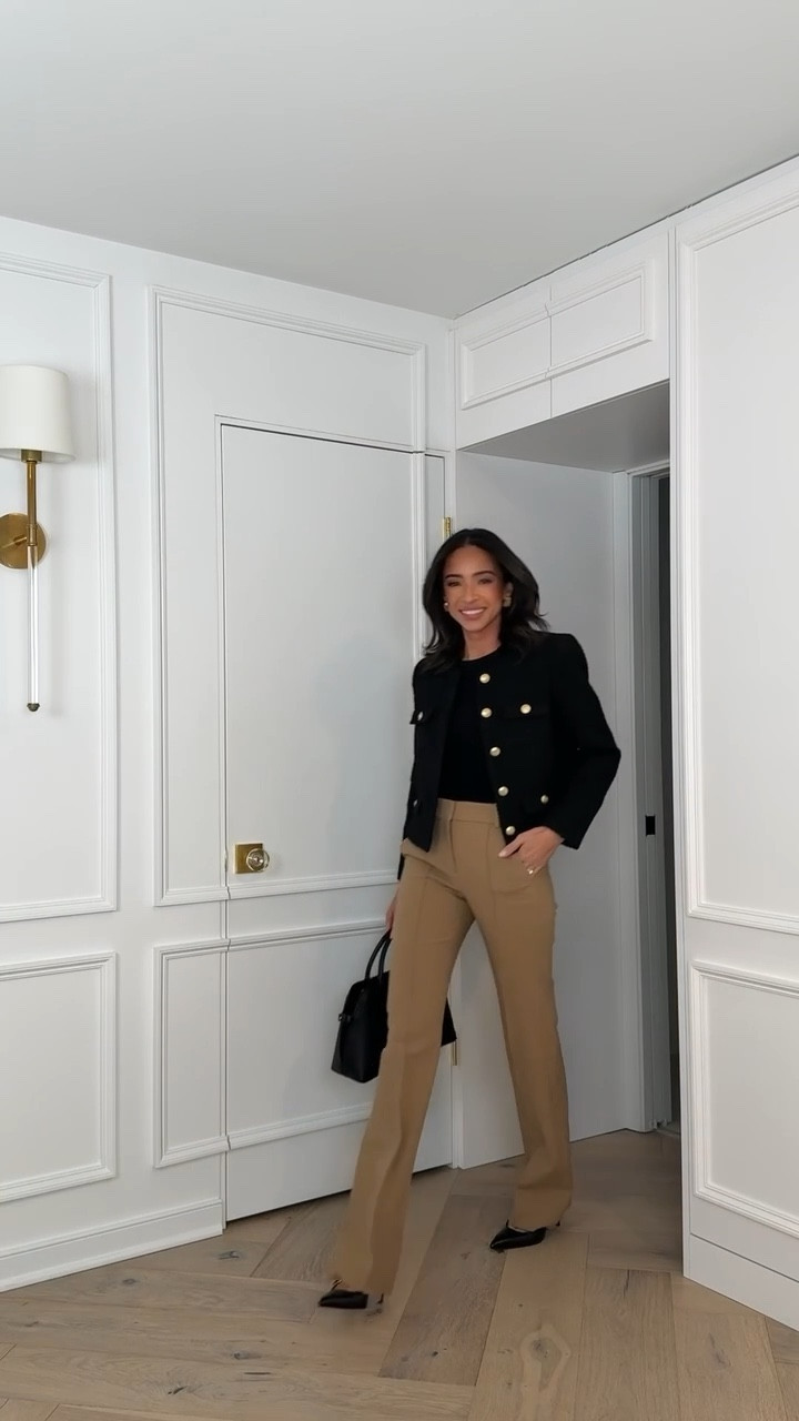 Work outfits for your next day in the office 🫶🏽 Exacts are old but I’ve linked similars and added sizing below for reference (pre-bump)  👇🏽 
Tweed jacket: Small 
Tan Trousers: 2 Long 
Beige sweater: Small 
Brown trousers: 26 Long 
Black dress: XS 
Black trousers: 4 Tall (runs small) 
Cream coat: Small 
Grey sweater: Small 
Black ankle pants: 26 Long 

Work outfit
Office outfit
Workwear
Winter outfit
Winter style
Winter fashion

#LTKWorkwear #LTKSeasonal