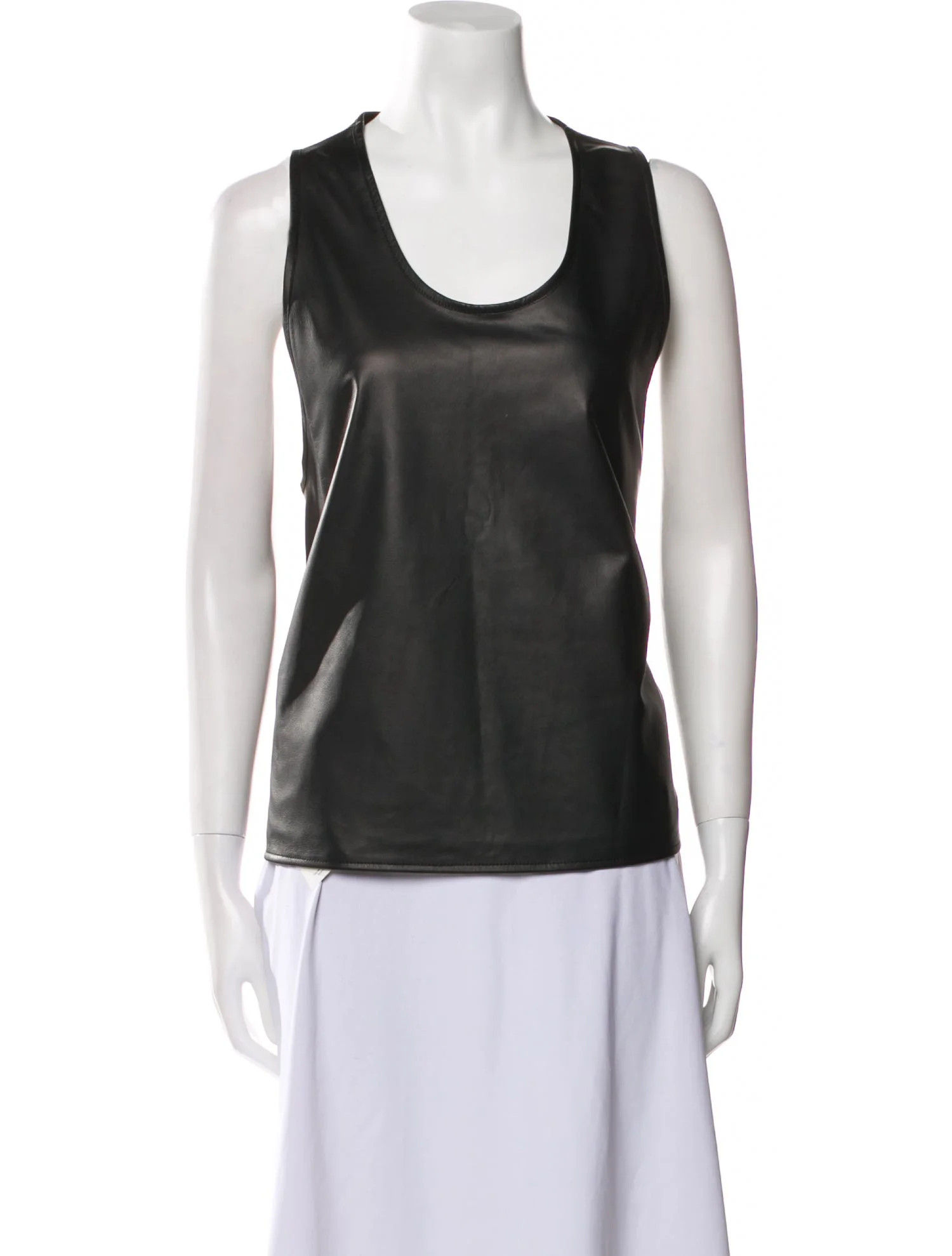 Leather Scoop Neck Top | The RealReal