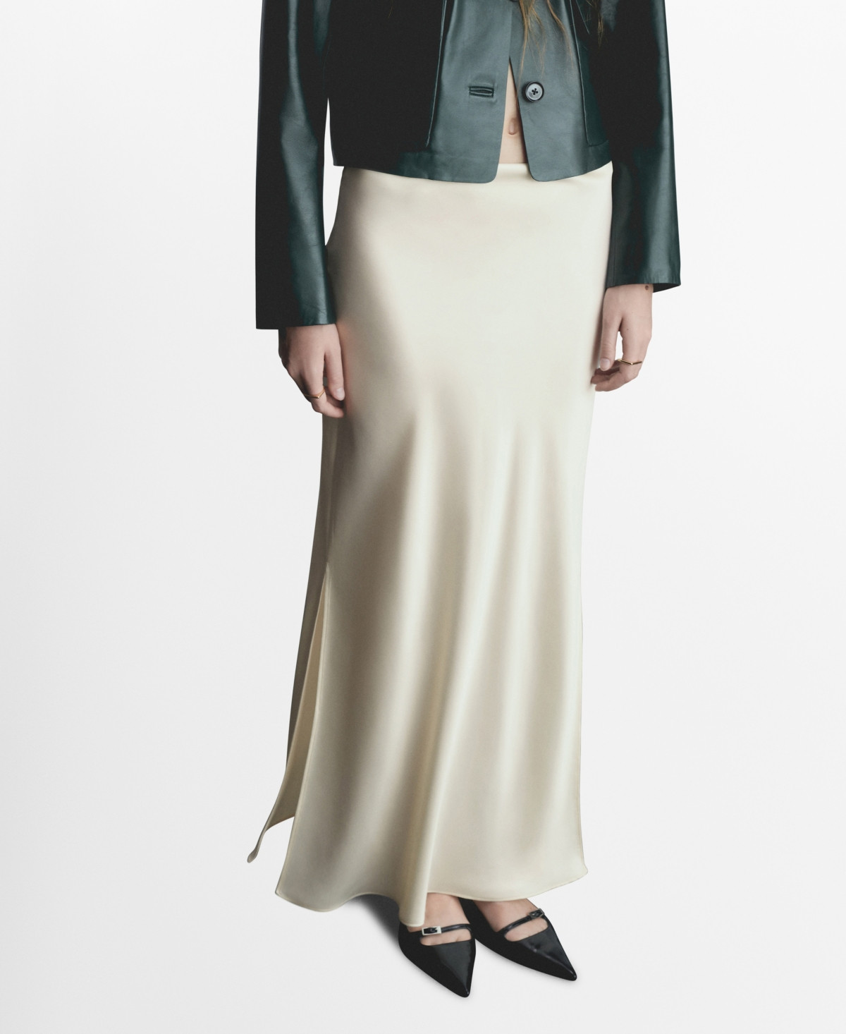 Mango Women's Satin Long Skirt - Sand | Macy's