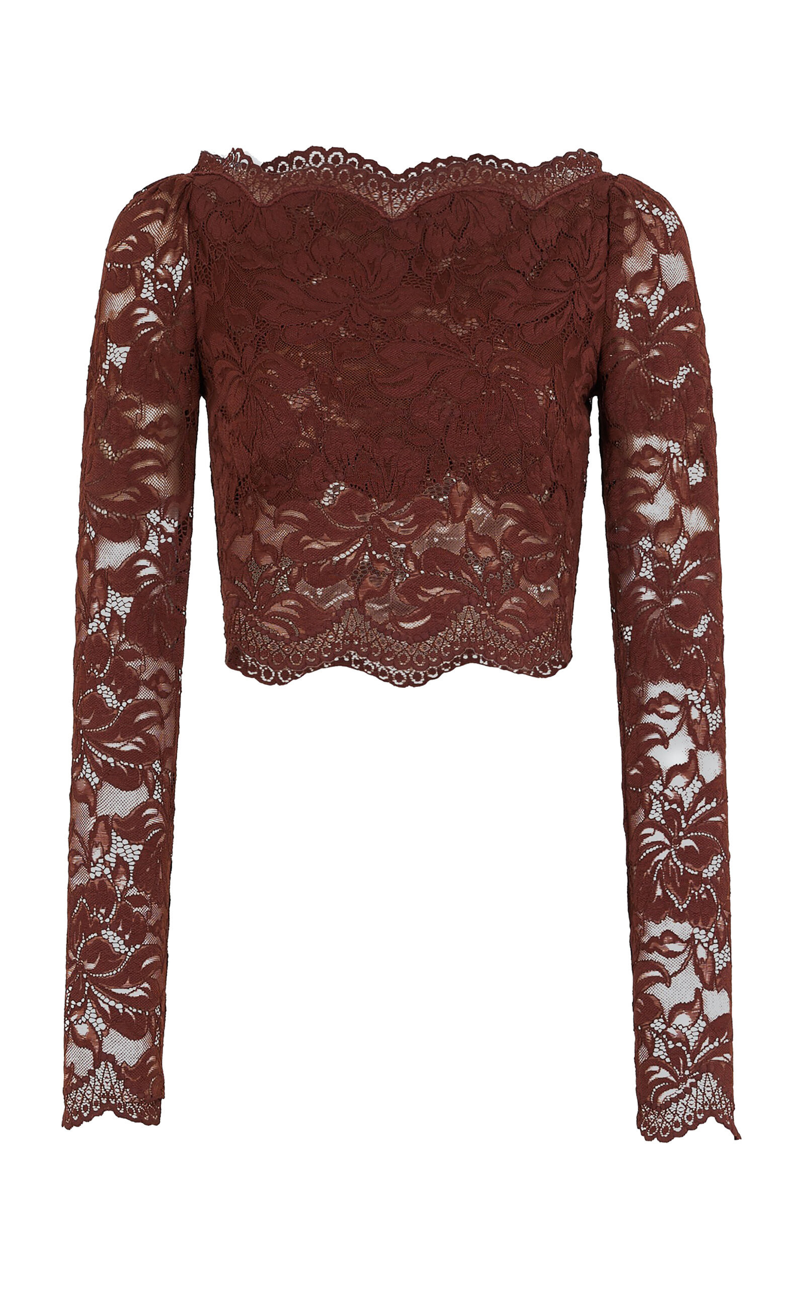 Rabanne - Floral Lace Cropped Top - Burgundy - FR 40 - Moda Operandi | Moda Operandi (Global)