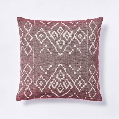 Woven Ikat Square Throw Pillow Burgundy - Threshold™ designed with Studio McGee | Target