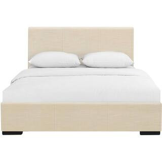 Hindes Beige Upholstered King Platform Bed | The Home Depot