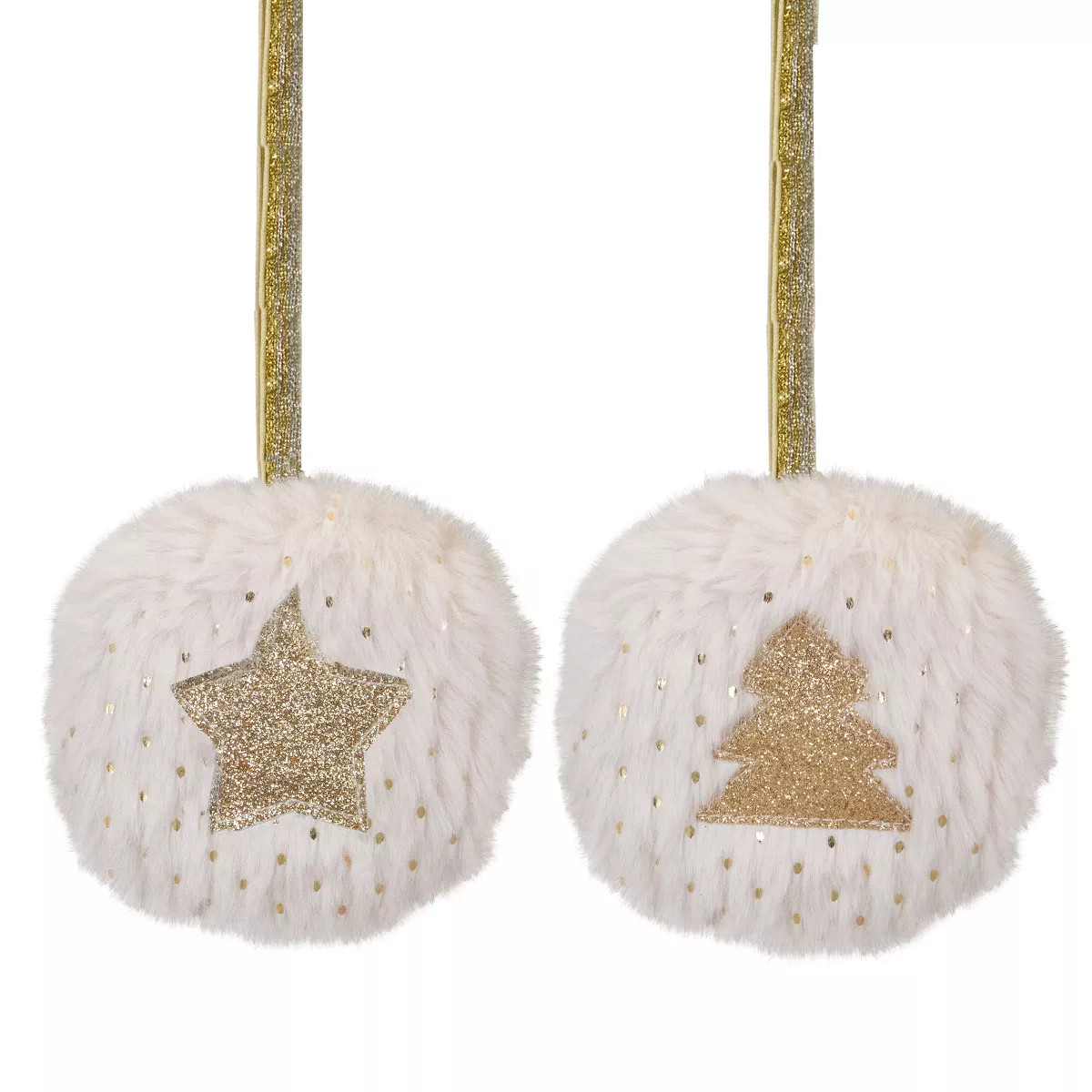 Northlight Star and Christmas Tree Disc Ornaments - 3.5" - Cream and Beige - Set of 2 | Target
