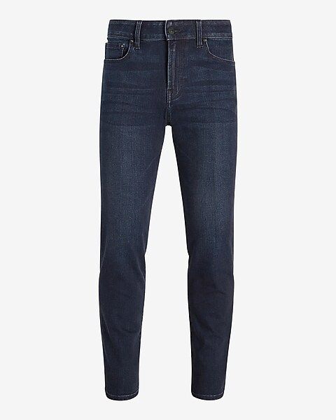 Slim Straight Dark Wash Temp Control Hyper Stretch Jeans | Express