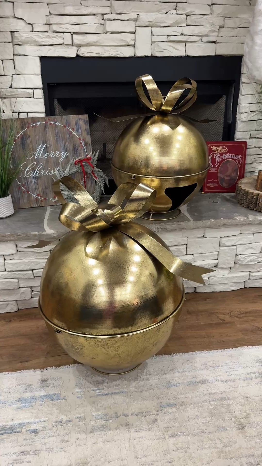 Gold jingle bells hard decor 

Easy to put together 

#LTKHome #LTKSeasonal #LTKHoliday