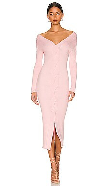 One Grey Day Isla Midi Dress in Soft Pink from Revolve.com | Revolve Clothing (Global)