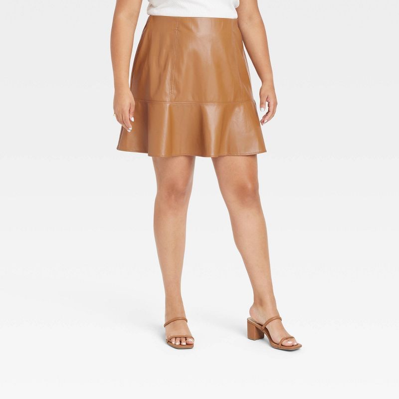 Women's Plus Size Faux Leather Mini Skirt - Ava & Viv™ | Target