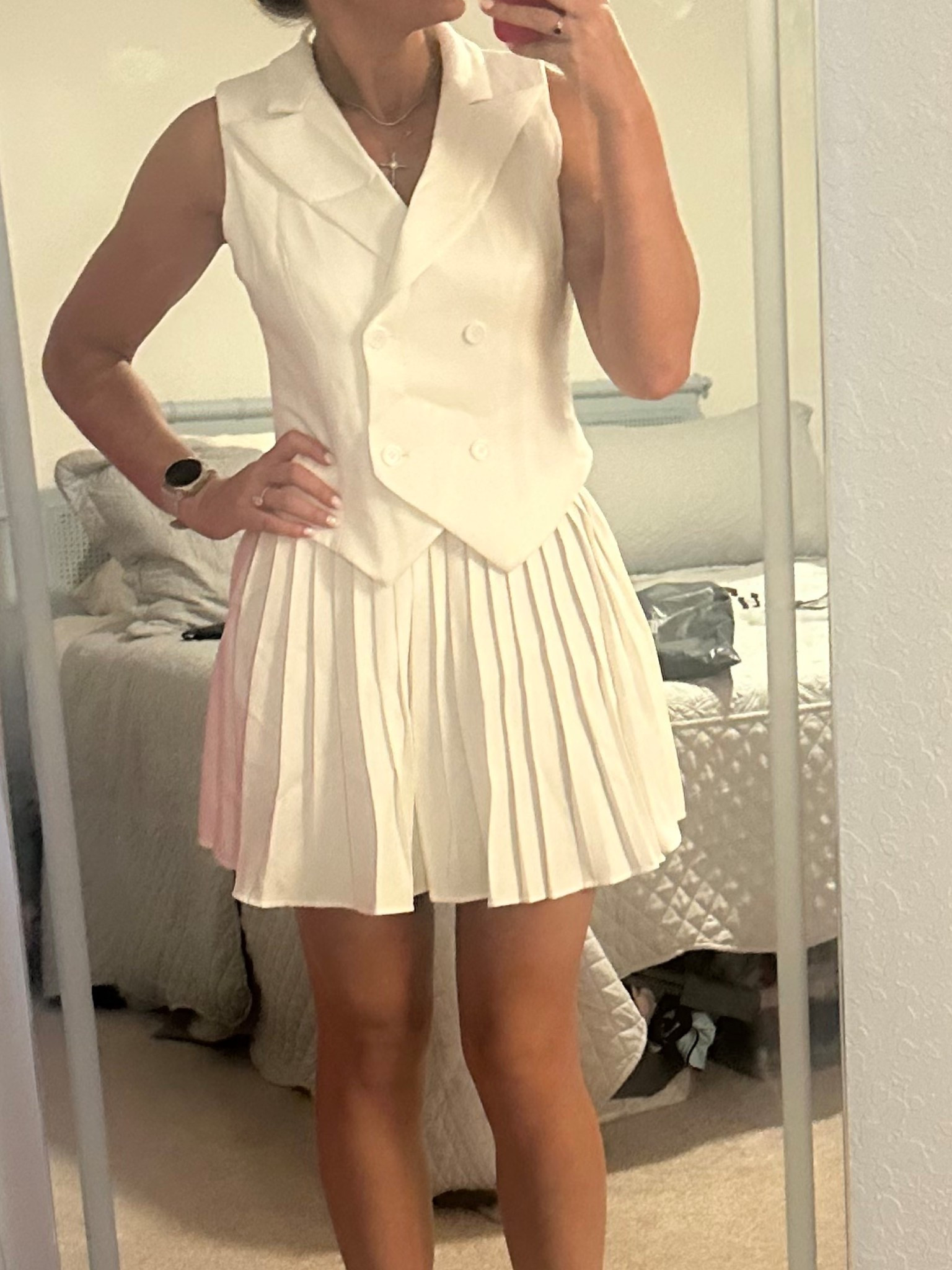 White set #pleatedskirt #shein #summerwhites #white #bridal

#LTKWorkwear #LTKWedding